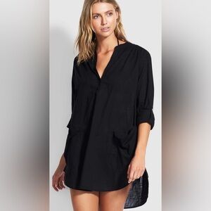 Seafolly Black Midi Coverup Dress